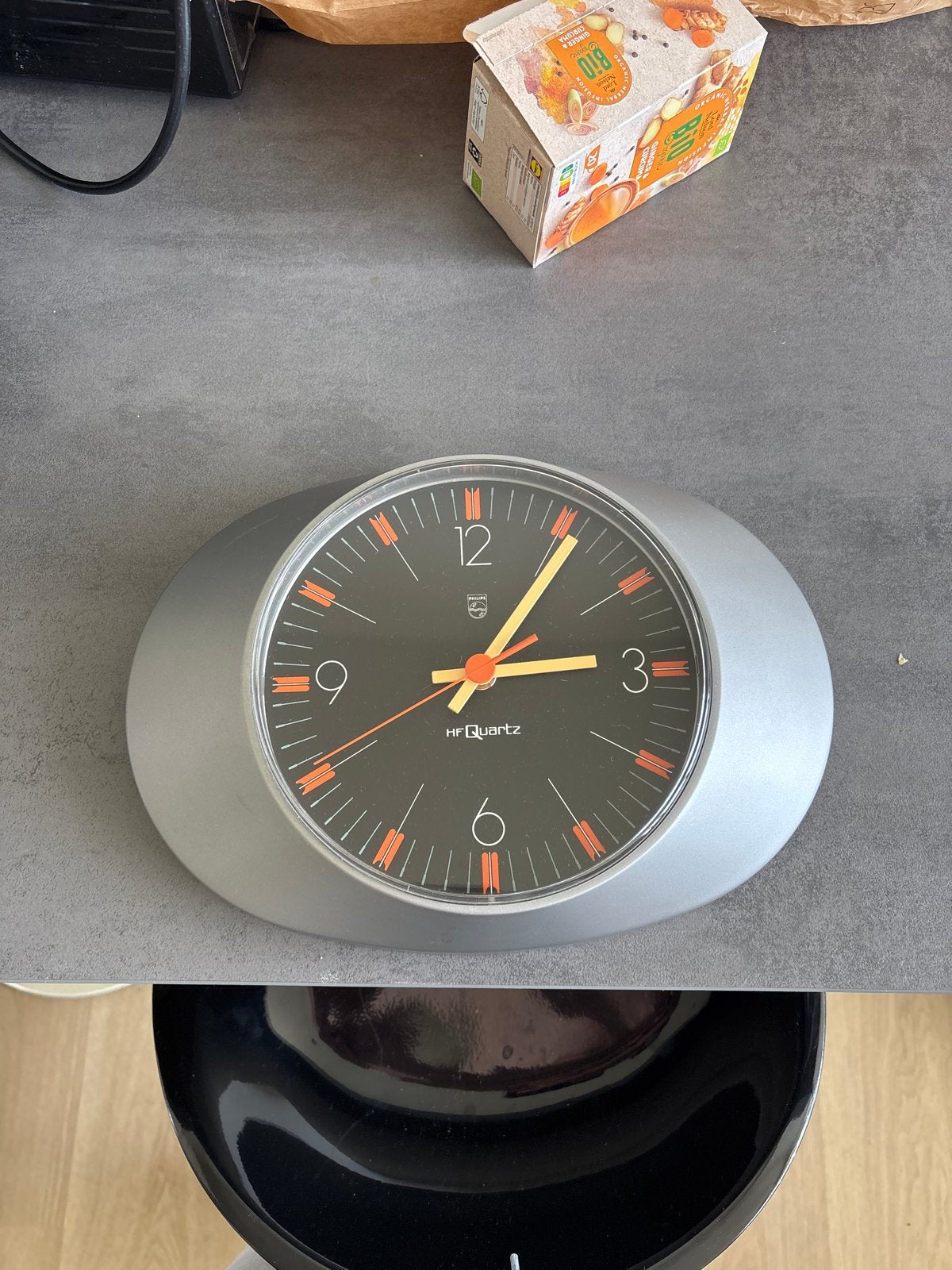 Vintage Philips HR Quartz Wandklok - Grijs/Zwart, Philips, Grijs, Vintage, Analoog