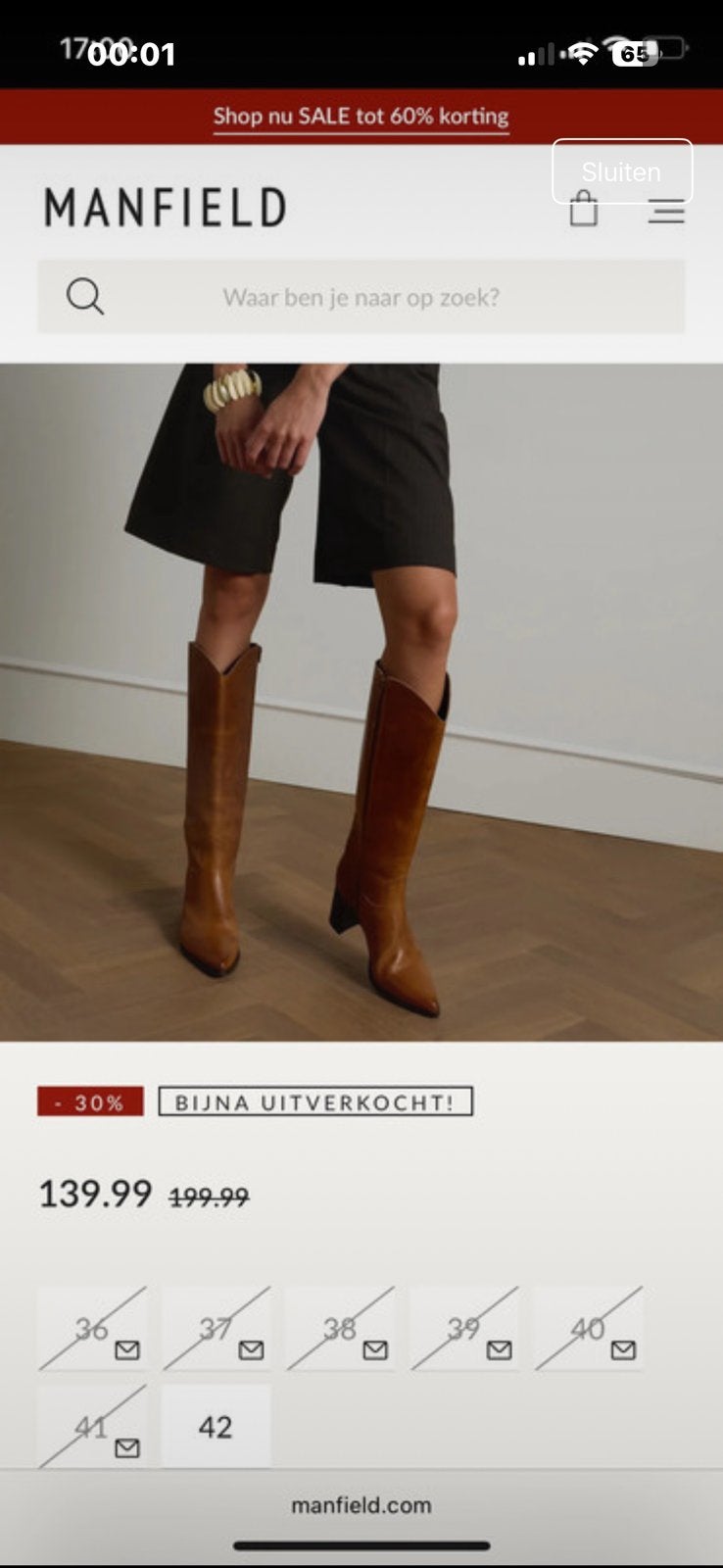 Cognac laars met hak van bijna 6 cm . heel mooi, Hoge laarzen, Bruin, Verzenden, Zo goed als nieuw