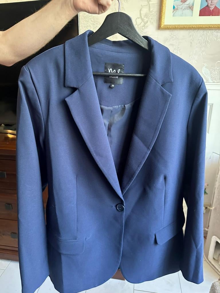 MS Mode donkerblauwe blazer maat 48, Blauw, Maat 46/48 (XL) of groter, Ophalen of Verzenden, Jasje