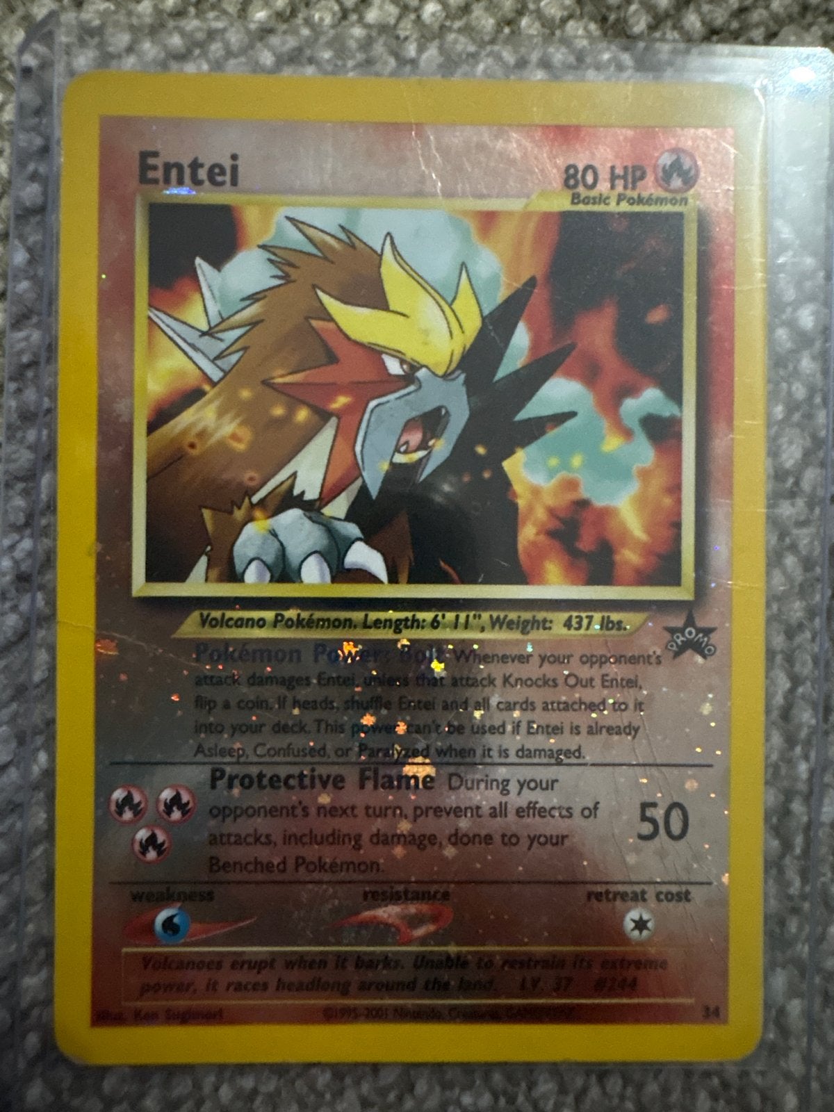 Entei Black star Promo 34 (Wizards Black Star Promo uit 2001, Ophalen of Verzenden, Gebruikt, Losse kaart