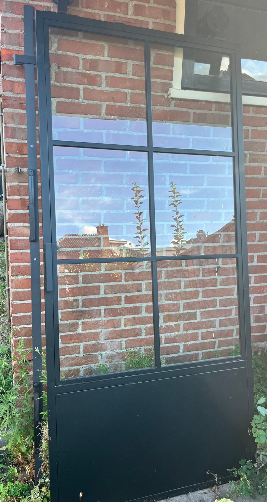 Stalen schuifdeur met glas, Ophalen, 215 cm of meer, Binnendeur, Schuifdeur