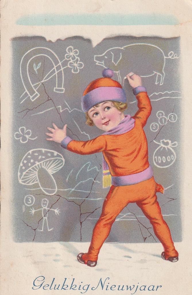 nieuwjaarskaart, Verzamelen, Verzenden, 1920 tot 1940, Sterren en Beroemdheden