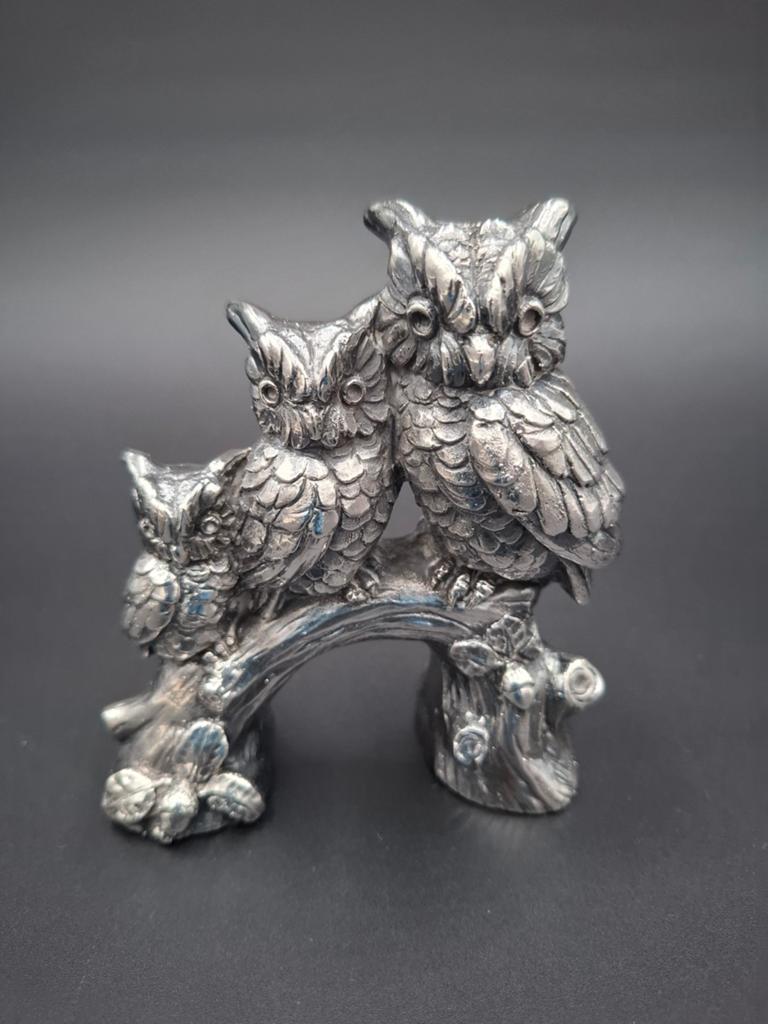 Zilveren uilen sculptuur A. Santini 1ste gehalte, Antiek en Kunst, Ophalen of Verzenden, Zilver