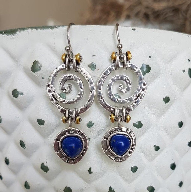 Vintage gehamerde Oorbellen, Overige materialen, Hangers, Verzenden, Nieuw