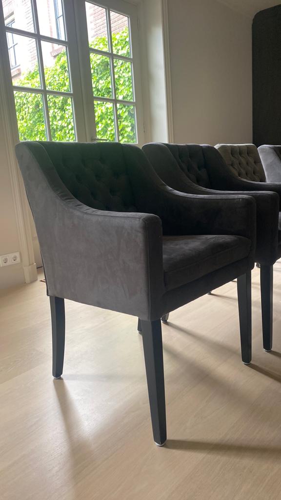 Eettafel stoelen 8x, Huis en Inrichting, Stoelen, Ophalen, Zo goed als nieuw, Grijs, Vijf, Zes of meer stoelen