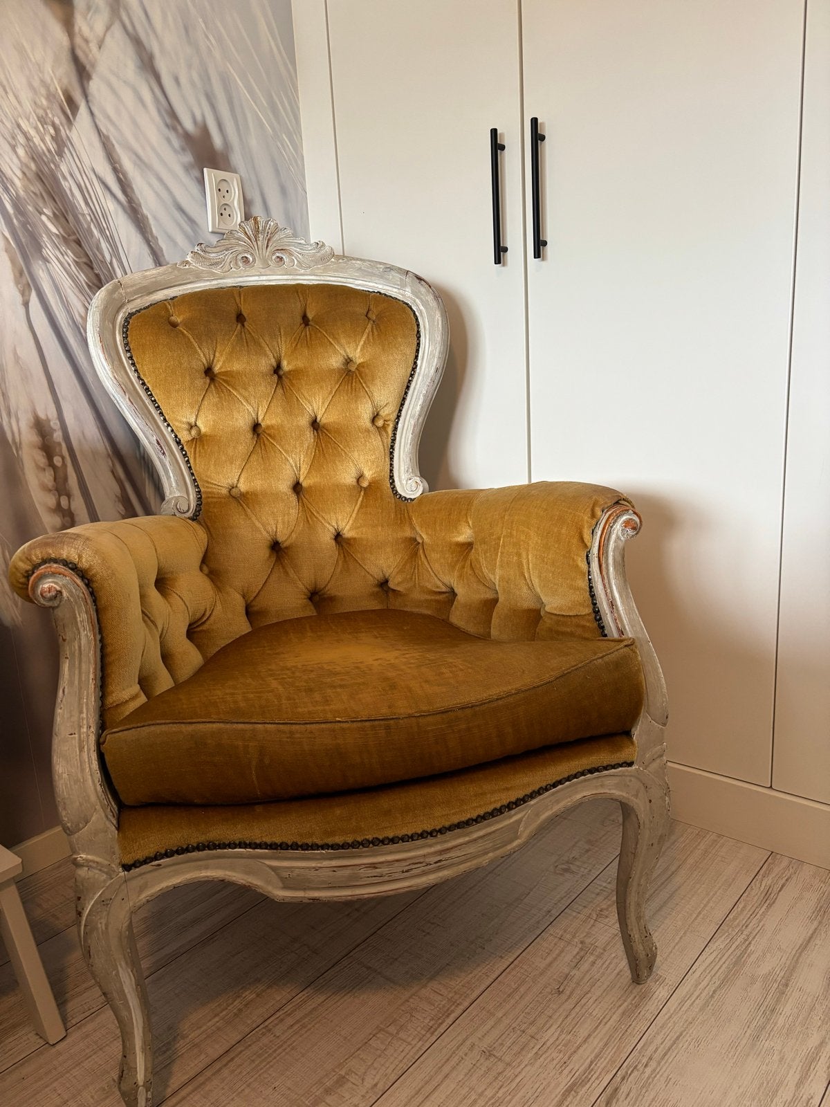 Vintage fauteuil, fluweel, barokstijl, stoel, babykamer, Ophalen