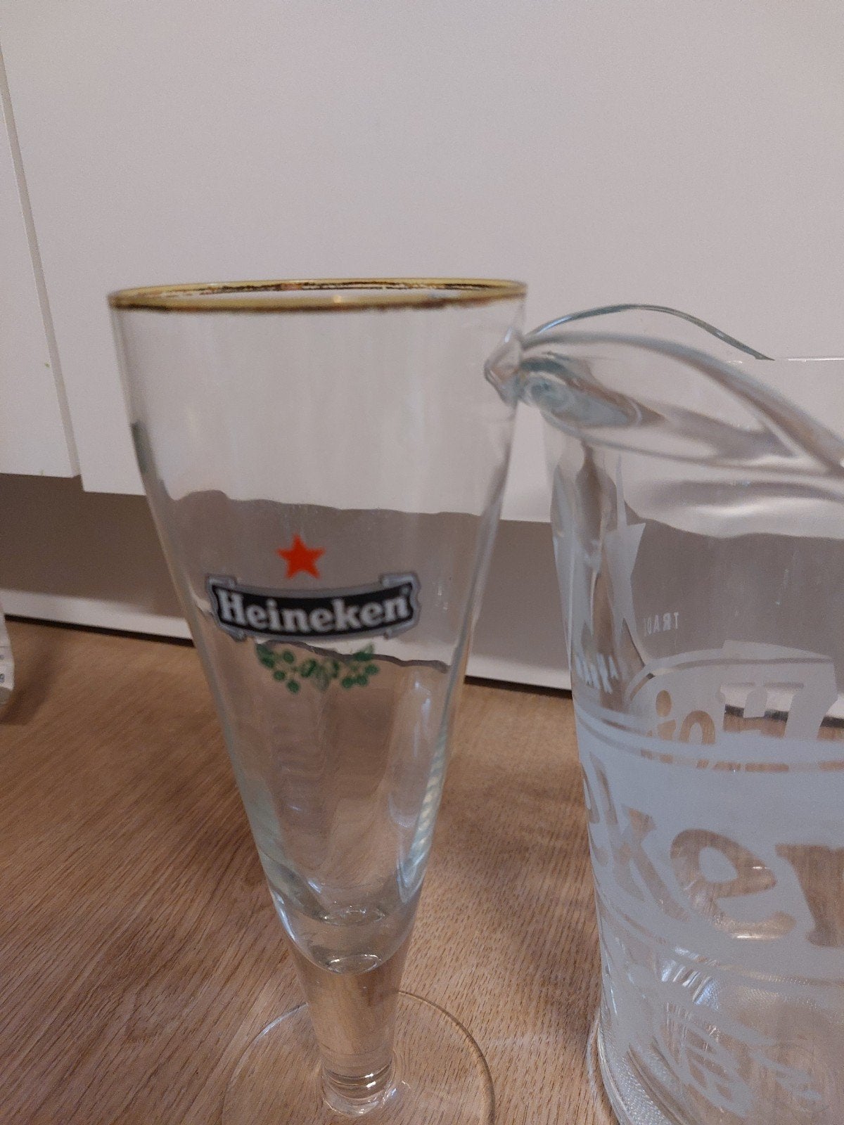 Heineken glazen pitcher met 2 glazen, Ophalen of Verzenden, Bierglas