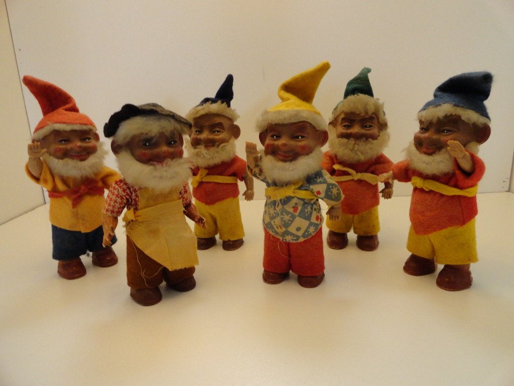 6 x Antieke kabouter poppen uit de jaren 50 / 60 ,  16 cm hg, Verzamelen, Poppen, Ophalen of Verzenden, Gebruikt, Overige typen