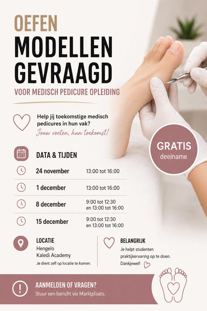 Oefen model gezocht medisch pedicure