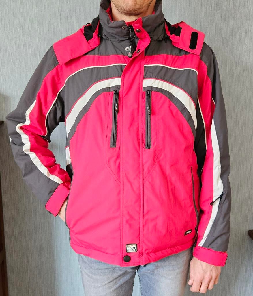 Heren ski-jas rood/grijs, maat M, Maat 48/50 (M), Active, Ophalen of Verzenden, Jack