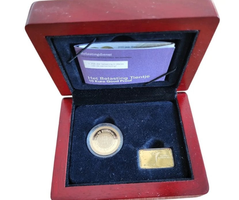 Nederland 10 euro goud proof 2008 Belastingdienst in cassett