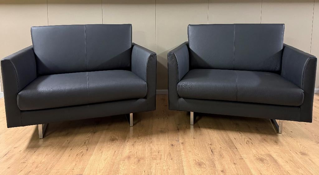 Montis Axel loveseat refurbished - Nieuw leer Nero Black, 75 tot 100 cm, Ophalen of Verzenden, Montis Design, Minder dan 150 cm