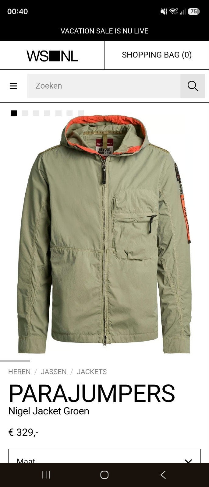Parajumpers Nigel Jacket Groen - Maat M, Maat 48/50 (M), Parajumpers, Ophalen of Verzenden, Zo goed als nieuw