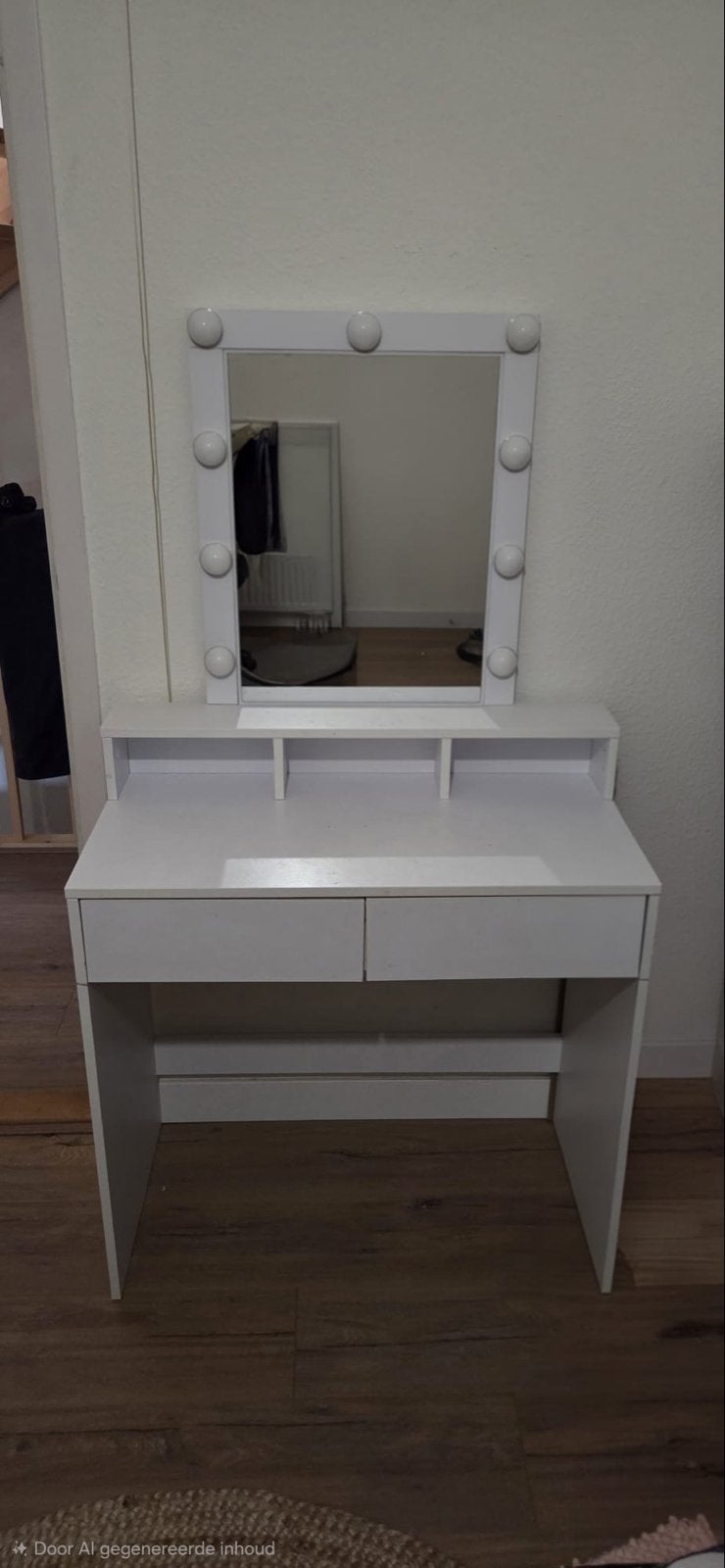 Witte kaptafel met verlichte spiegel, Ophalen, Gebruikt, 100 tot 150 cm, 50 tot 100 cm