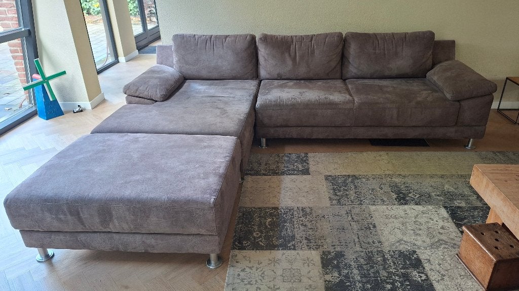 Bank 3 zits met chaise longue incl hocker, Ophalen, 250 tot 300 cm, Gebruikt, Driepersoons