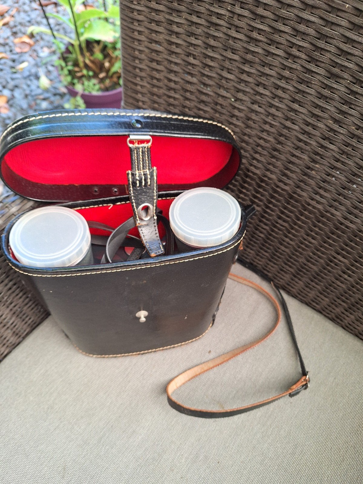 Vintage verrekijker 7x50 met leren tas - Amber Coated Optics, Ophalen, Gebruikt, Minder dan 8x, Porro (met knik)