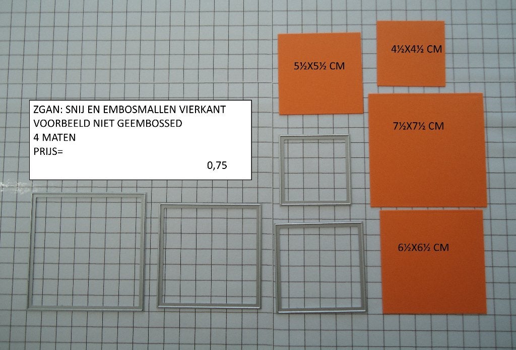 snij en embosmallen vierkant 4 st ( alleen verzenden, Ophalen, Zo goed als nieuw, Overige thema's, Pons of Mal