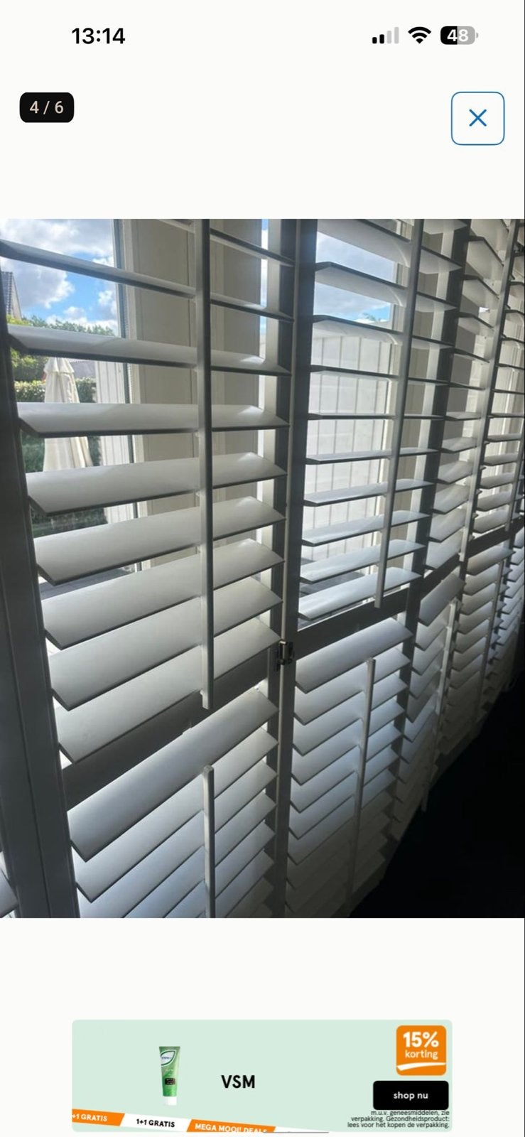 Witte shutters voor ramen - shutter van hout, Ophalen, Gebruikt, 200 cm of meer, Wit