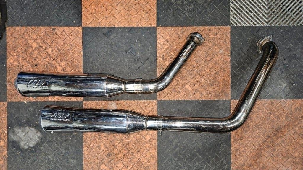 Supertrapp 2 in 2 RVS, Motoren, Onderdelen | Harley-Davidson, Ophalen of Verzenden, Gebruikt