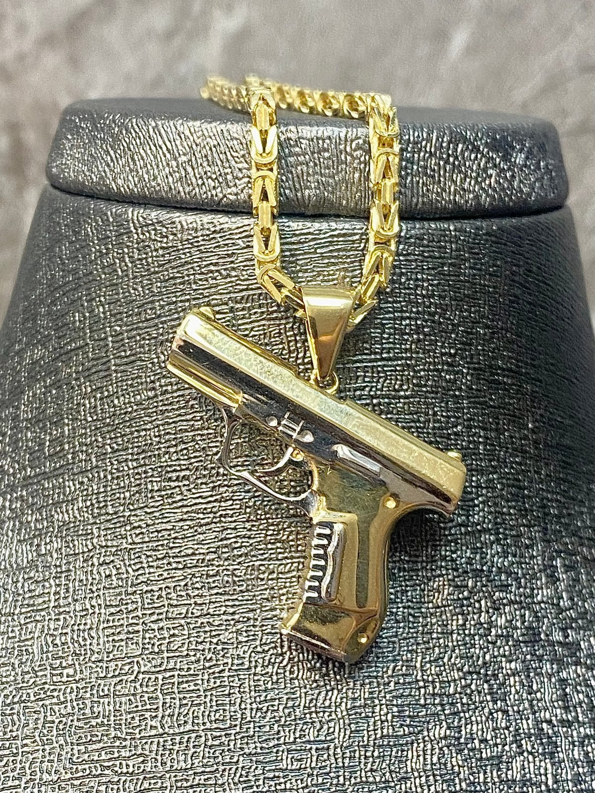 14k Gouden Koningsketting met Pistool, Ophalen of Verzenden, Zo goed als nieuw, Overige kleuren