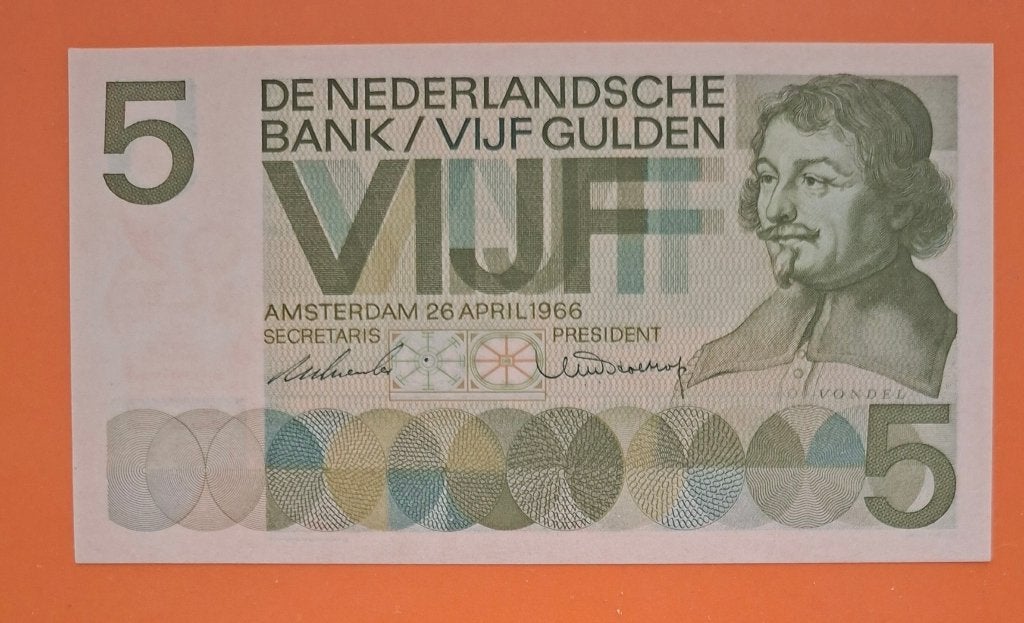 Bankbiljet 5 gulden 1966, blauwe UV-vezels, cat. PL22.a, Postzegels en Munten, Bankbiljetten | Nederland, Verzenden, 5 gulden