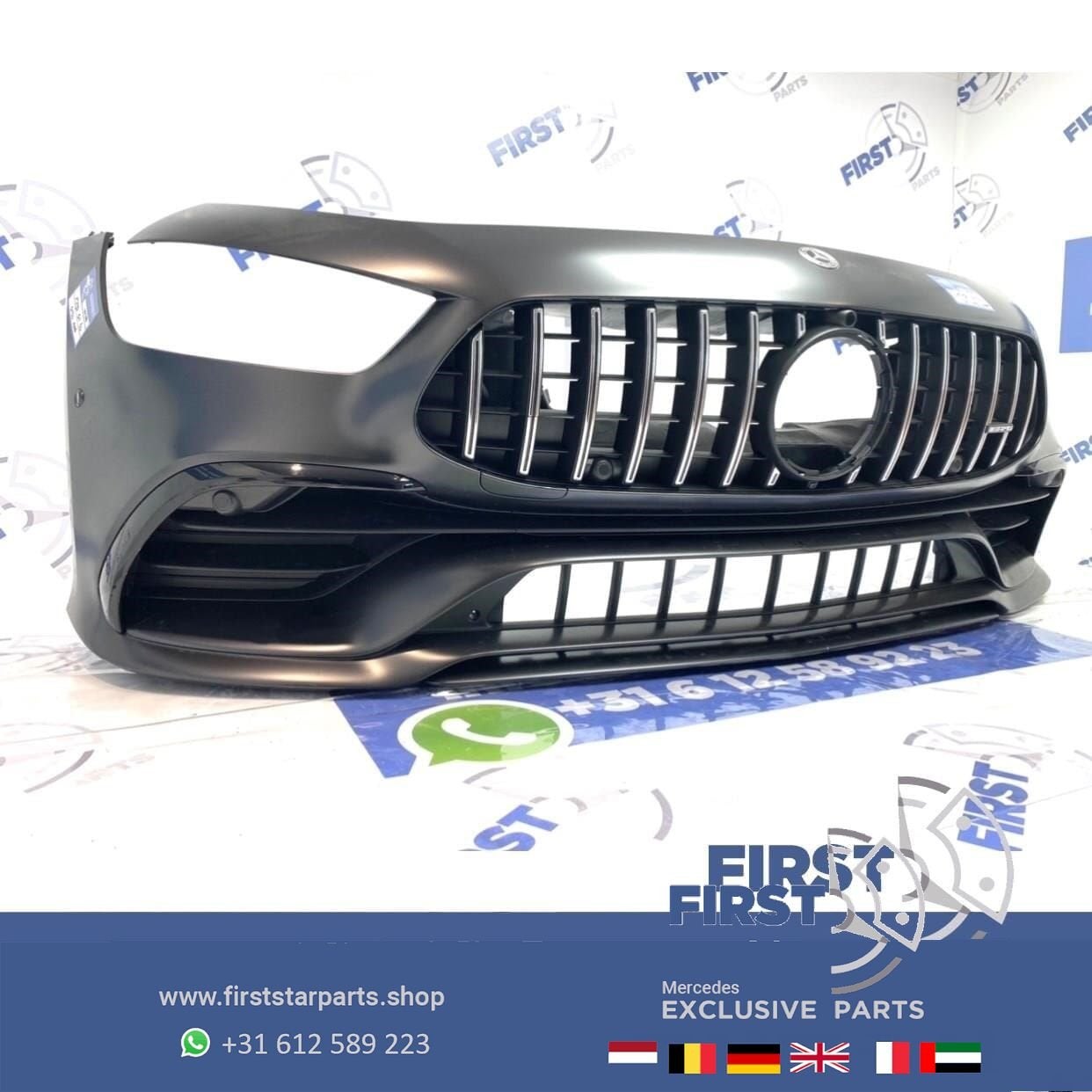 X290 W290 GT 43 53 4 DOORS COUPÉ AMG VOORBUMPER GRIJS COMPLE, Gebruikt, -, Voor, Ophalen of Verzenden