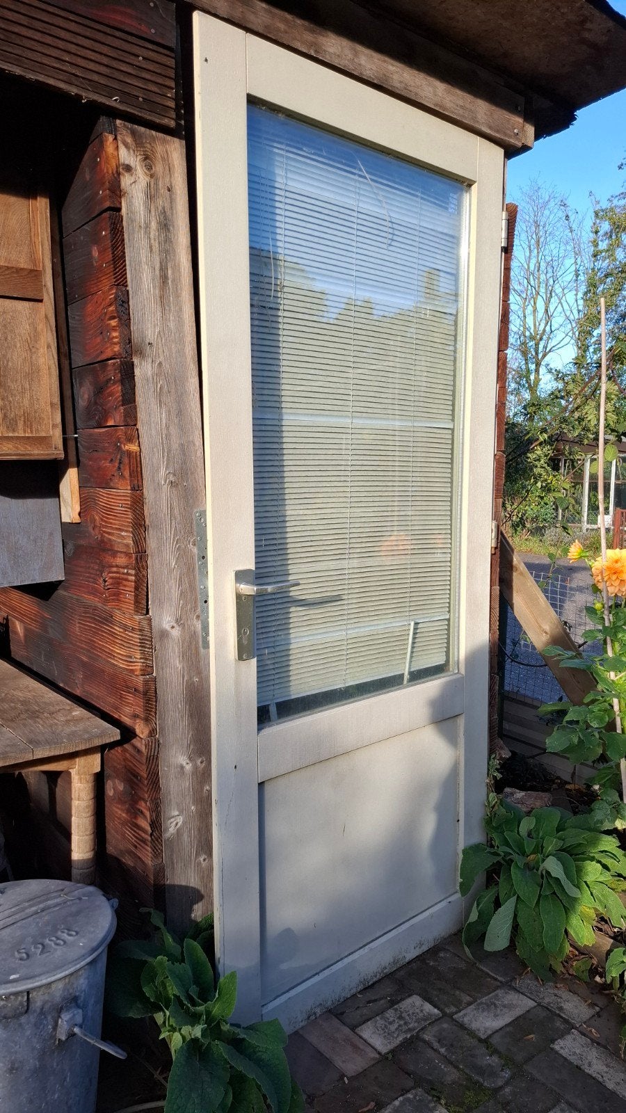 Gebruikte houten buitendeur met glas, Ophalen, Gebruikt, 80 tot 100 cm, Buitendeur