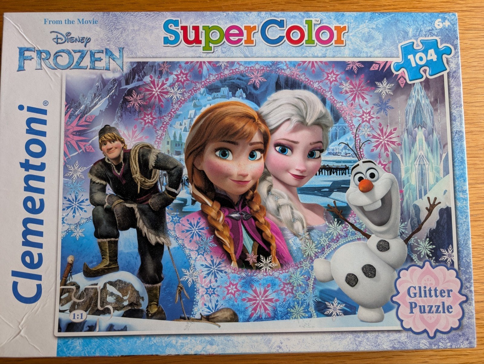 Frozen puzzel glitter 104 stukjes, Ophalen, Meer dan 50 stukjes, Gebruikt, 6 jaar of ouder