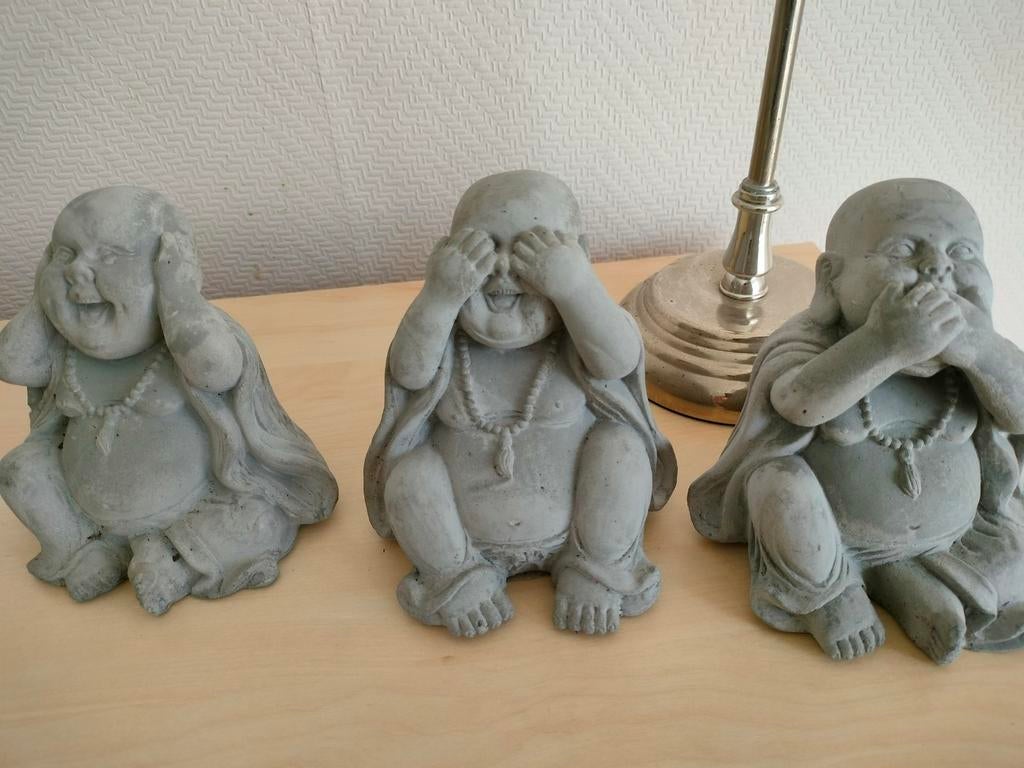Set van 3 Boeddhabeelden: Horen, Zien, Zwijgen, Ophalen of Verzenden, Zo goed als nieuw