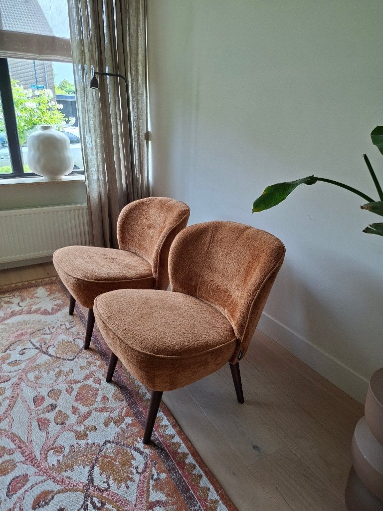 Fauteuils Woood 2x, Huis en Inrichting, Stoelen, Ophalen, Twee, Bruin, Zo goed als nieuw