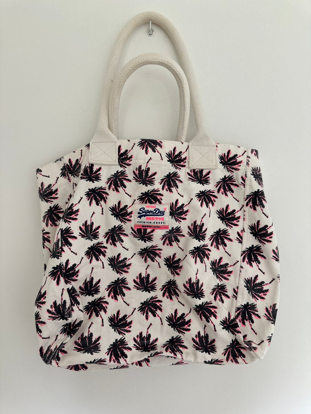 Superdry Shopper met palmboomprint, Ophalen of Verzenden, Gebruikt, Wit, Shopper