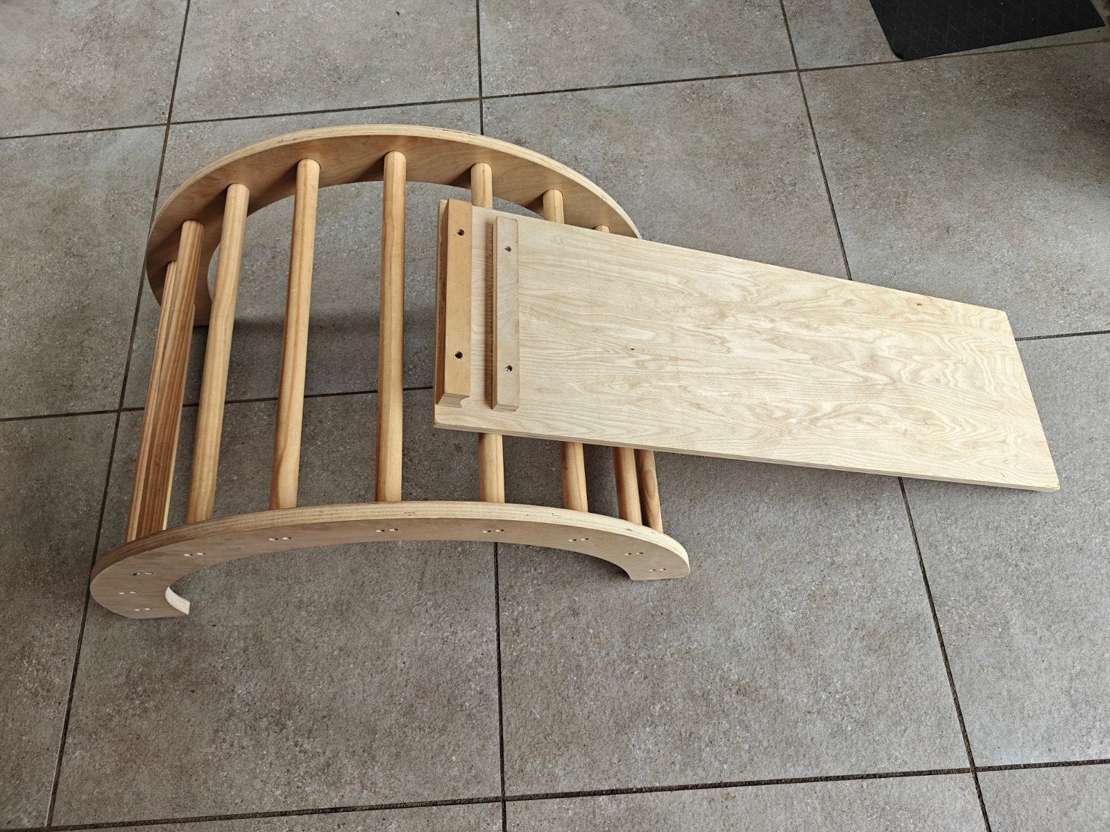 Houten klimrekmet glijbaan/klimplank, Ophalen, Zo goed als nieuw, Glijbaan