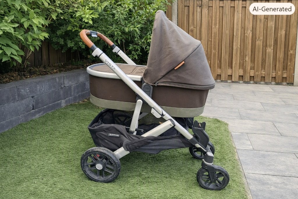 Kinderwagen Uppababy Vista inclusief extra zitje en adapters, Gebruikt, Combiwagen, Verstelbare duwstang, Ophalen