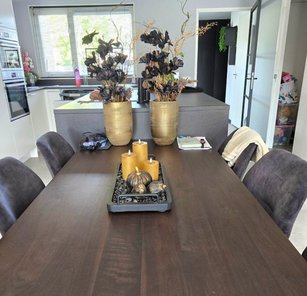 eettafel donker noten, Ophalen, Gebruikt, 50 tot 100 cm, Vijf personen of meer