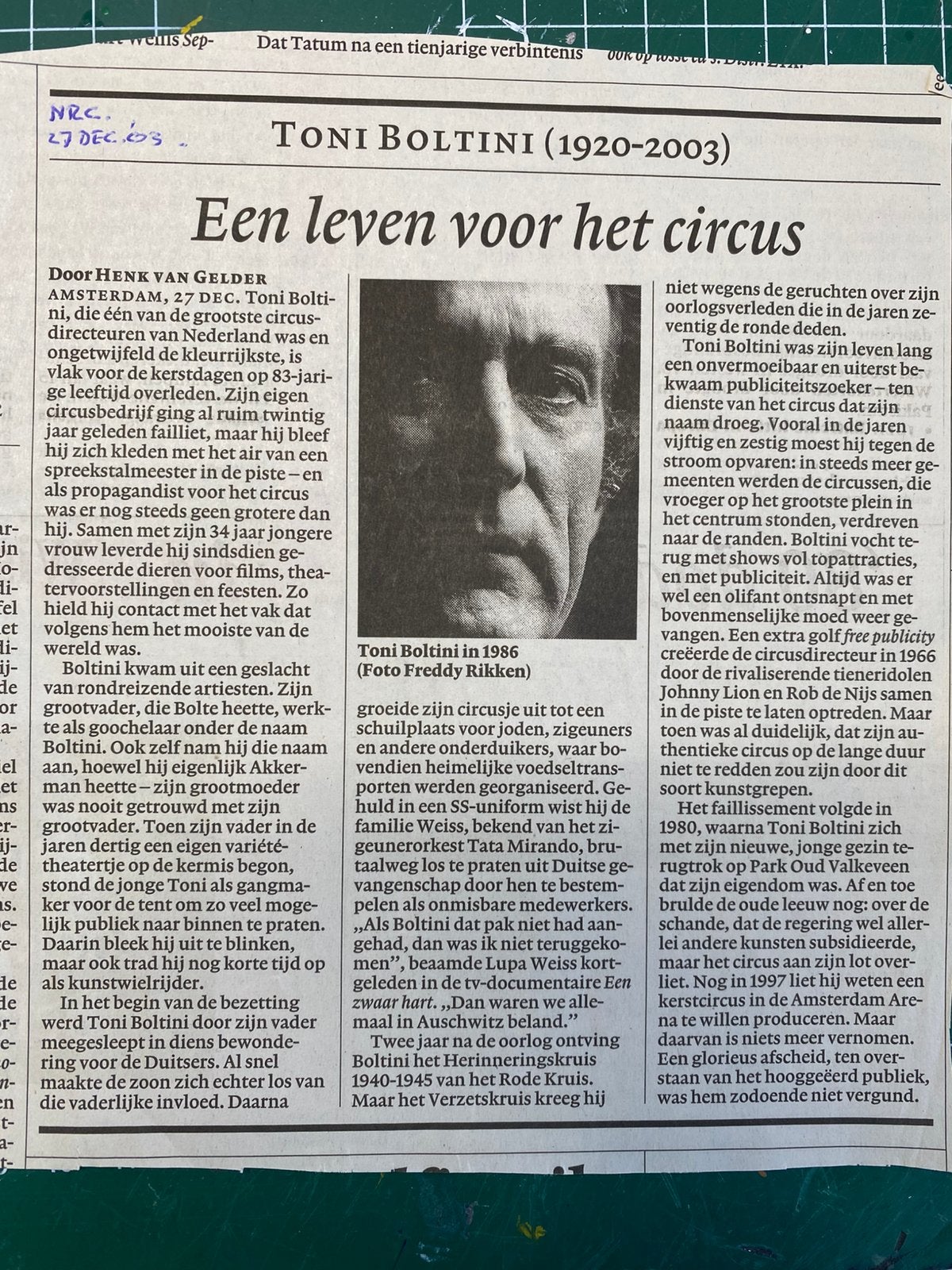 Circus Toni Boltini, Verzamelen, Ophalen of Verzenden, 1980 tot heden, Tijdschrift