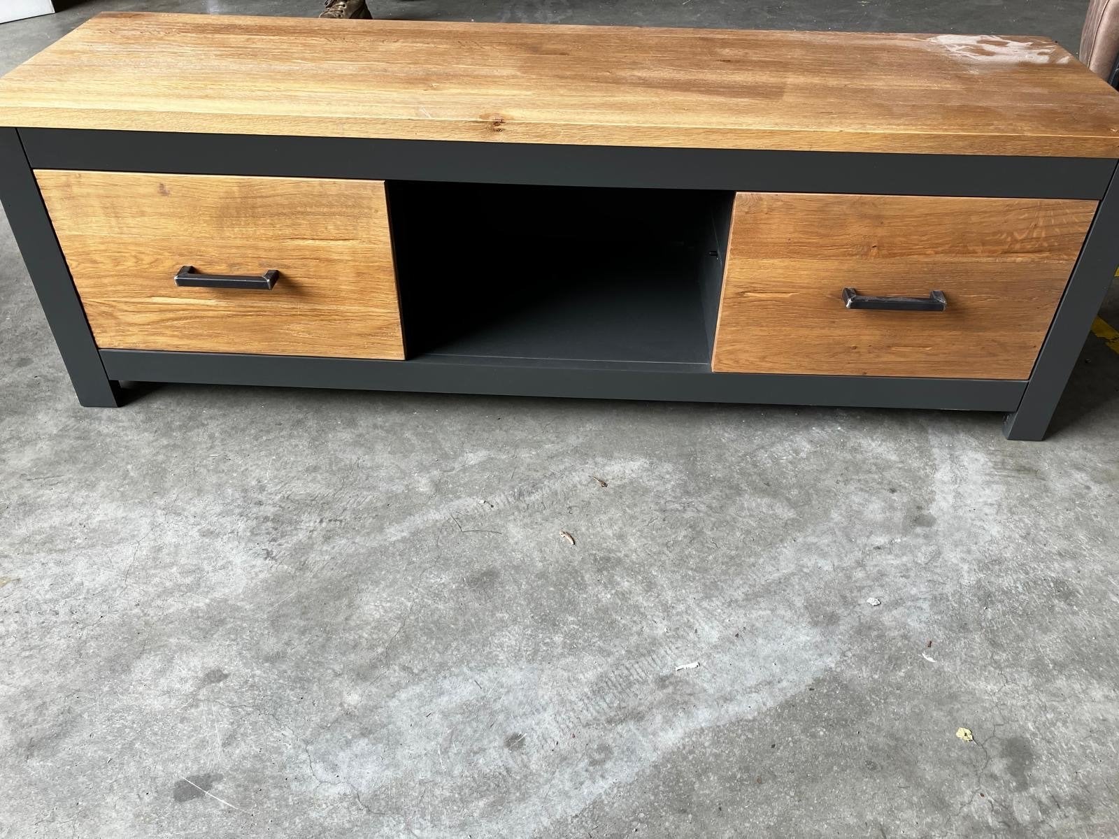 Industrieel TV-meubel met lades, Ophalen, 100 tot 150 cm, Zo goed als nieuw, Minder dan 100 cm