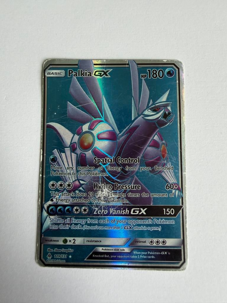 Palkia GX (FLI 119) Pokémon Kaart - Beschadigd, Ophalen of Verzenden, Gebruikt, Losse kaart, Foil