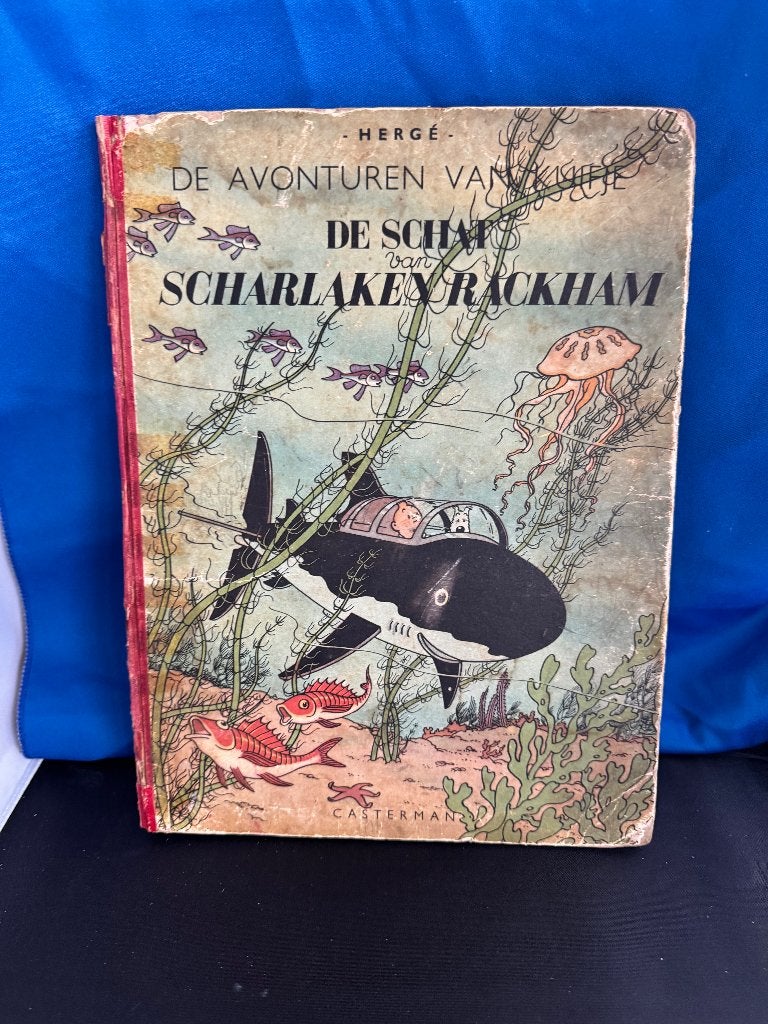 Kuifje schat van scharlaken rackham 2e dr  harde kaft 1947, Gelezen, Eén stripboek, Ophalen of Verzenden, Hergé