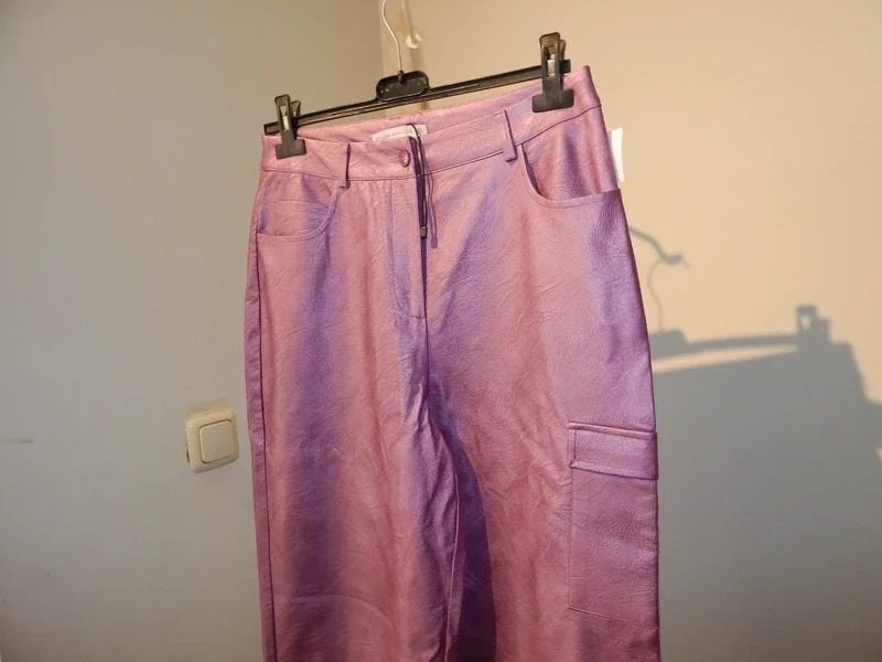 Studio Anneloes leder look broek paars wijde pijp Nieuw XS/S, Studio Anneloes, Verzenden, Paars, Nieuw