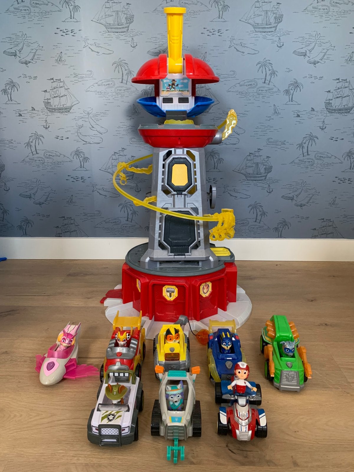 Complete set paw patrol mighty uitkijktoren alle mightypups, Kinderen en Baby's, Ophalen, Zo goed als nieuw