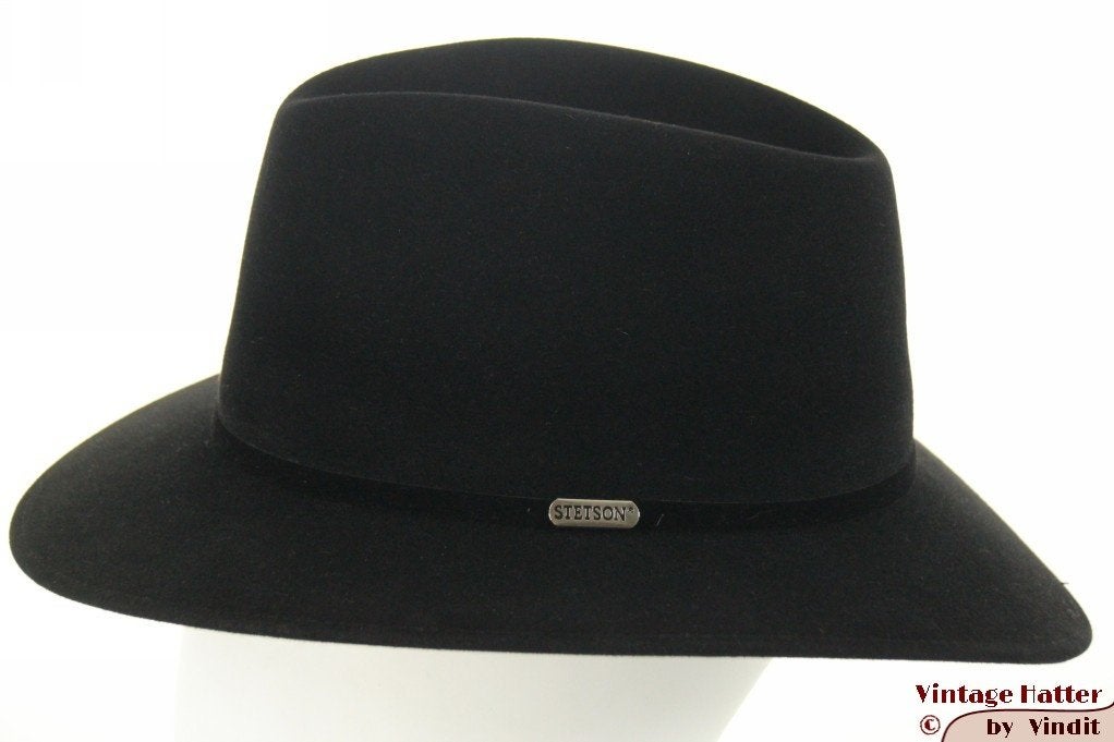 Outdoor gleufhoed Stetson zwart geborsteld vilt 61 =XL nieuw, 60 cm (XL, 7½ inch) of meer, Stetson, Hoed, Nieuw