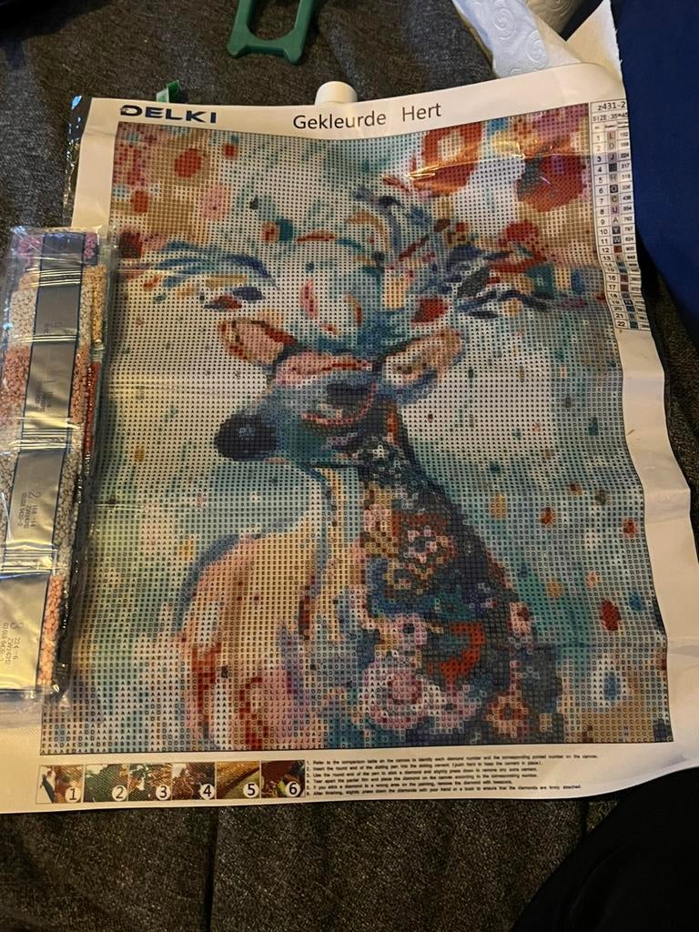 Diamond painting gekleurde hert, Ophalen, Nieuw, Schilderen op nummer