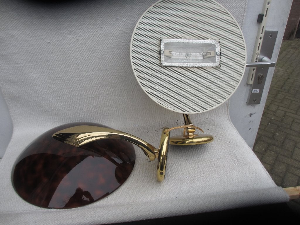 SET Vintage Maison le Dauphin wandlampen Hollywood Regency, Ophalen of Verzenden, Gebruikt, Metaal, Hollywood regency