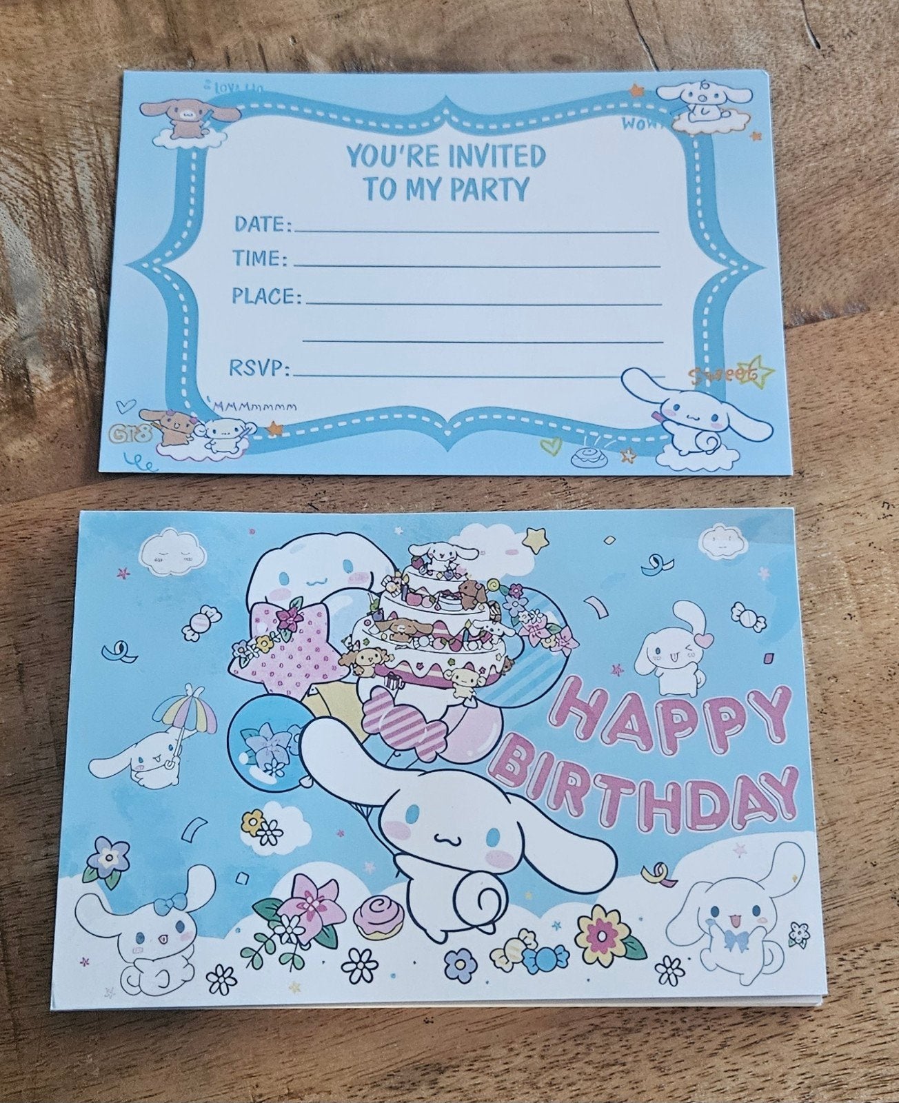 10 Nieuwe Cinnamoroll Uitnodigingskaartjes Kinderfeestje, Ophalen of Verzenden, Nieuw