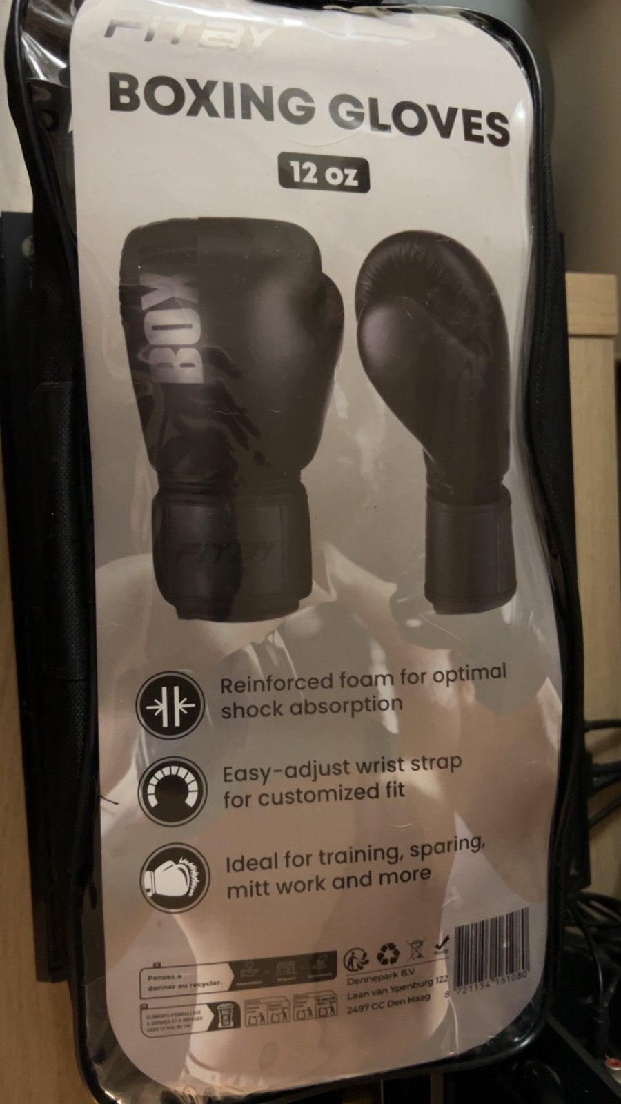 Nieuwe FITBY Bokshandschoenen 12 OZ - Zwart, Ophalen, Nieuw, Overige, Vechtsportmateriaal