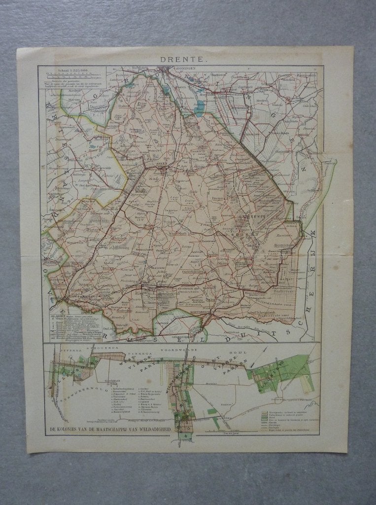 landkaart  DRENTE DRENTHE kaart, Overige typen, 1800 tot 2000, Nederland, Ophalen
