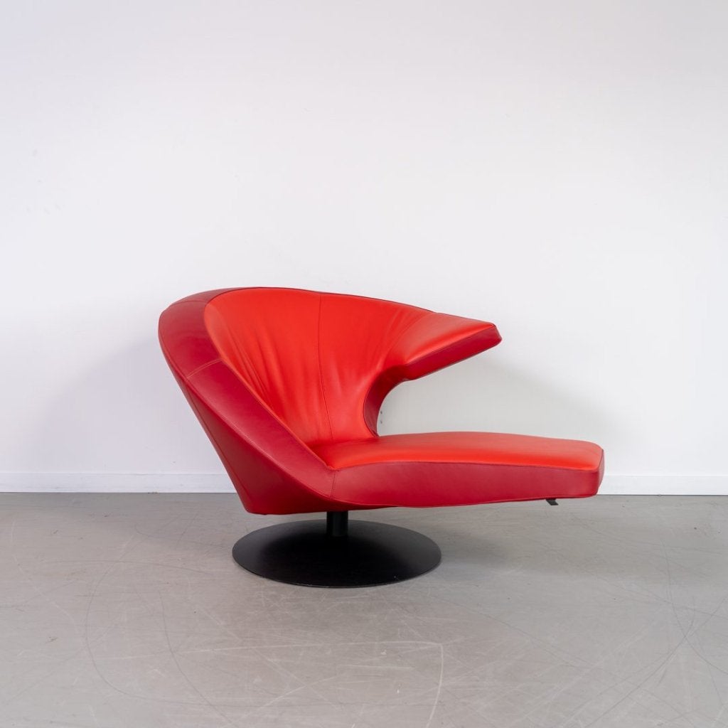 Leolux Parabolica Fauteuil Oranje/Rood Leer - Zwart, Niet ingevuld, Nieuw, Niet ingevuld, Niet ingevuld