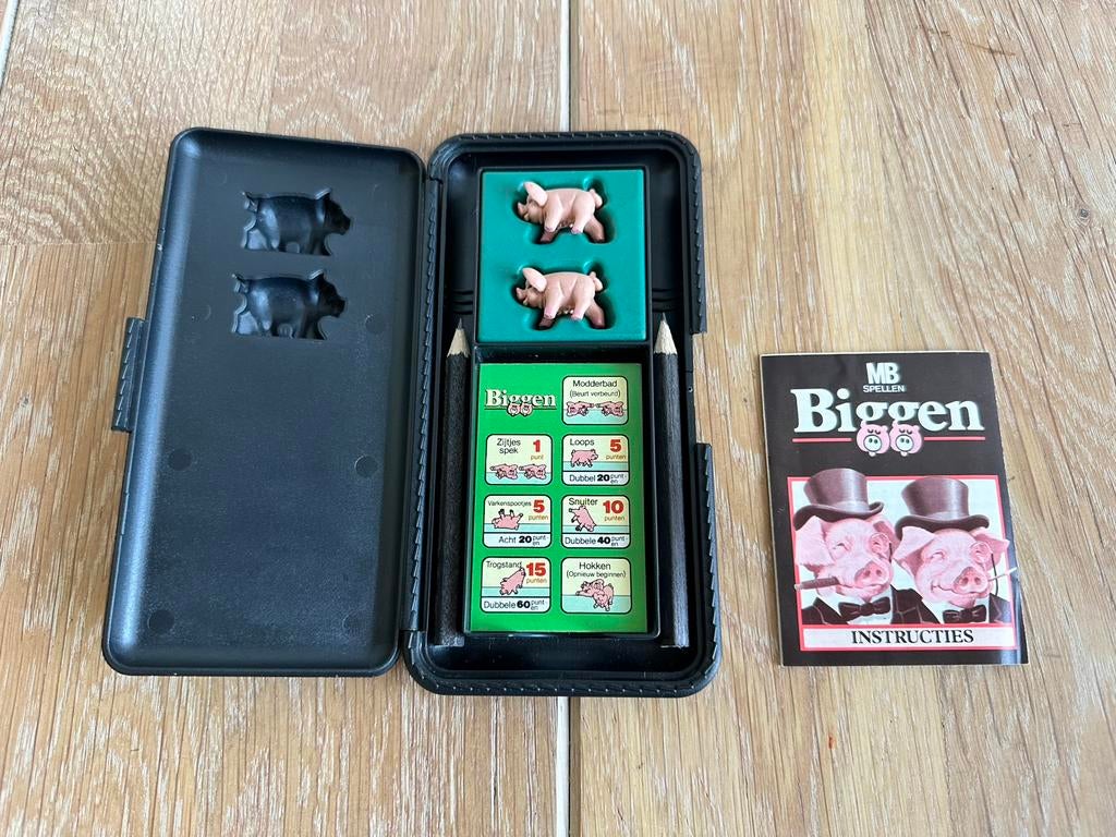 Biggen spel van MB in kunststof box uit 1984., Ophalen, Minder dan 500 stukjes, Zo goed als nieuw