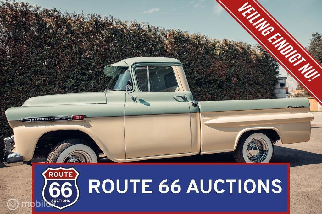Chevrolet Apache Fleetside | 1959 | Route 66 Auctions, Auto's, Oldtimers, Bedrijf, Te koop, Chevrolet, Benzine, Overige carrosserieën