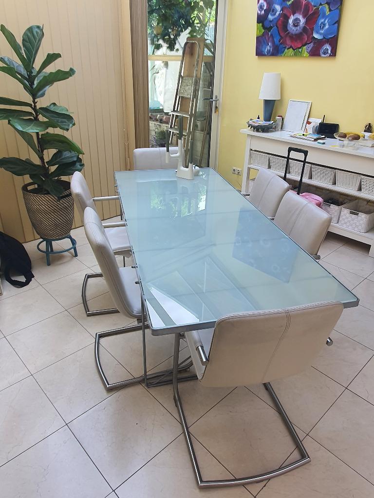 2 IKEA Moment van Niels Gammelgaard. Eettafel glas, Huis en Inrichting, Tafels | Eettafels, Ophalen, 50 tot 100 cm, Vijf personen of meer